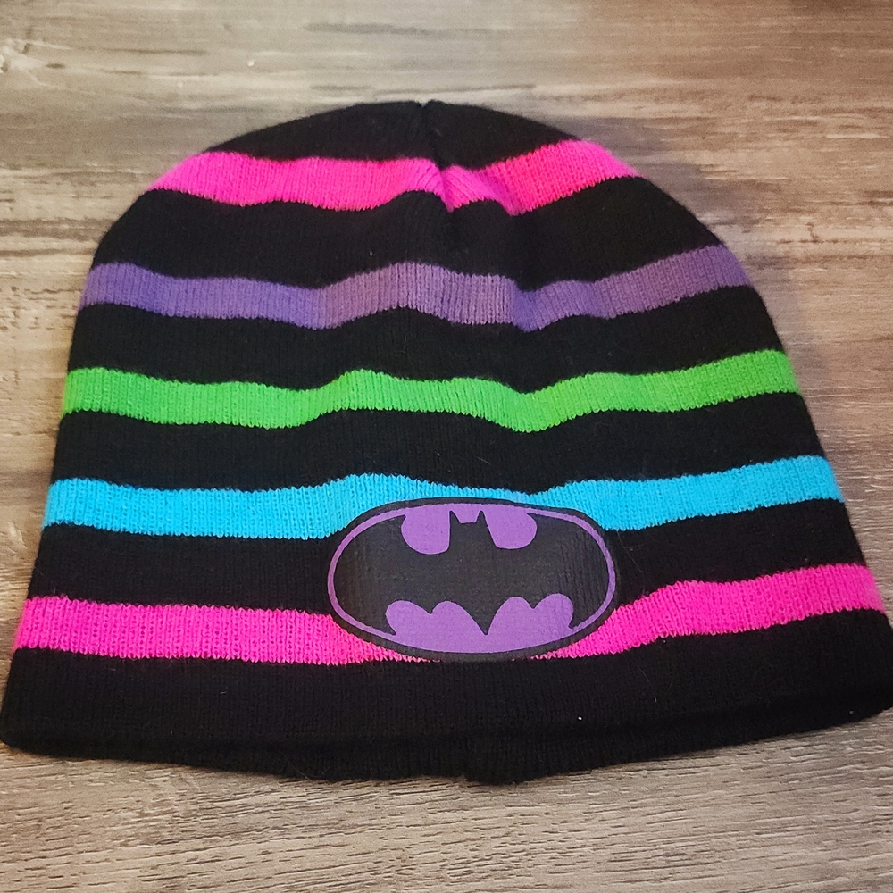 DC Comics Batman Black and Multicolor Striped Kids Hat
